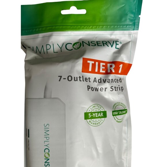 Simply Conserve 7 Outlet Advanced Power Strip Energy Saving Pc TV SC73T1 New - Picture 2 of 7